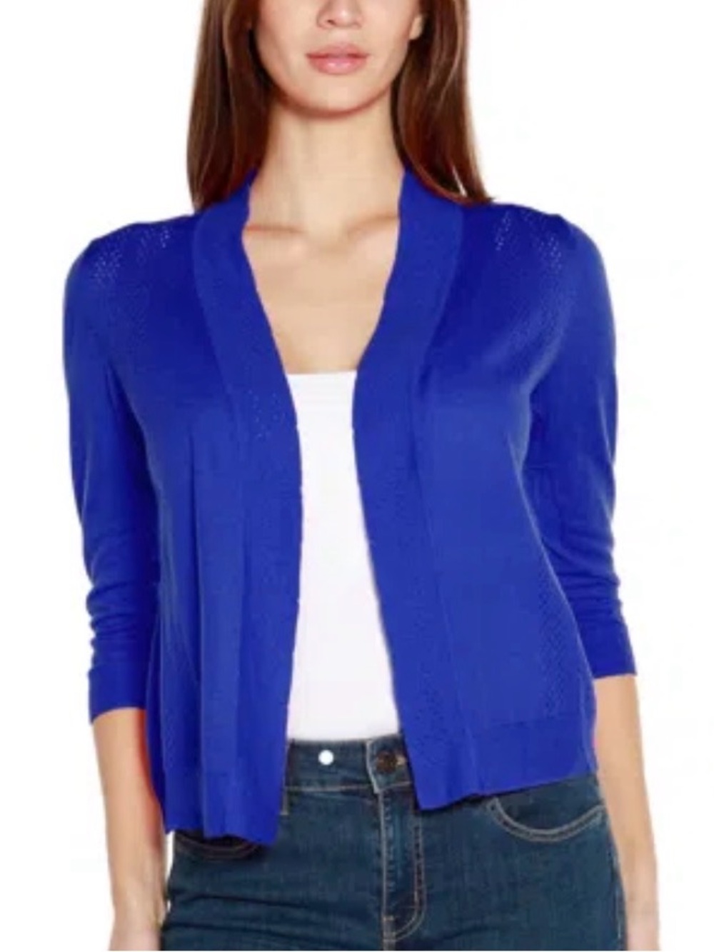 Cable & Gauge open front Cobalt Blue Cardigan